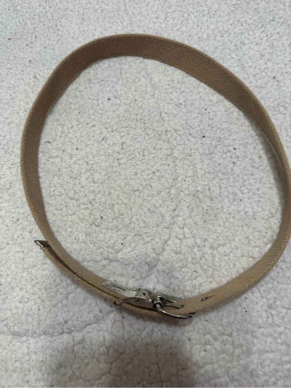 Beige Canvas Belt with Silver Buckle